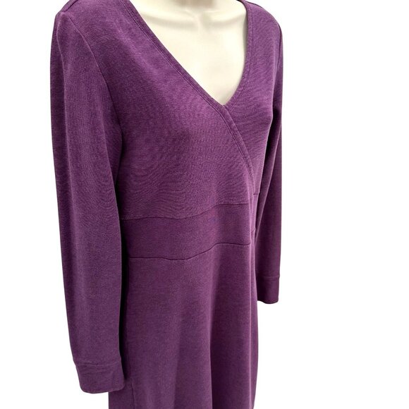 Horny Toad Womens Purple Tomboy Faux Wrap Tencel Blend Long Sleeve Dress Size M - Picture 2 of 10